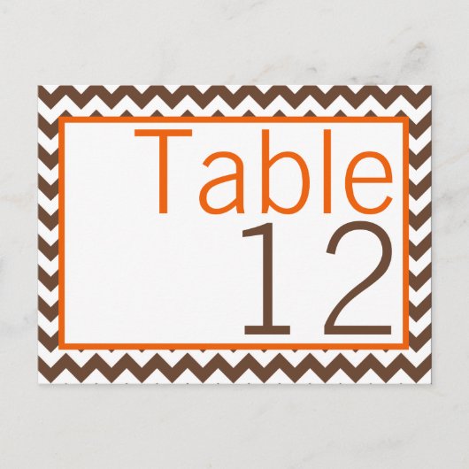 Numéro de table Carte Brown Orange Chevron Nom (Devant)