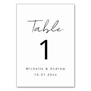 Numéro de table carte de table