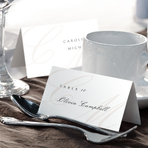 Numéro De Table Carton de table pliable à monogramme de calligraph