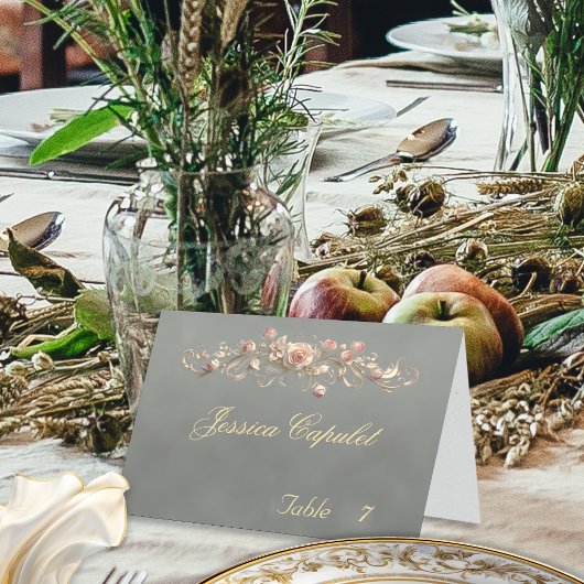 Numéro De Table Carton de table - Rose et monogramme en forme de c