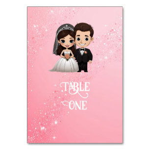 Numéro De Table Cartons d'invitation de mariage roses avec étincel