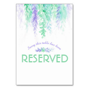 Numéro De Table Cascade fleurs violet vert aquarelle réservée