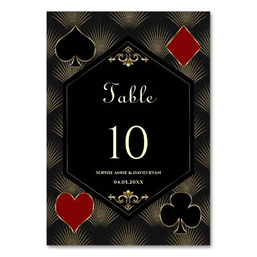 Numéro De Table Casino Gold Black Gatsby 1920s Gambling Wedding (Par défaut)