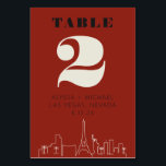 Numéro De Table Casino Las vegas Mariage Skyline<br><div class="desc">Une carte de numéro de table Mariage Las Vegas Casino Skyline moderne et amusante qui ajoutera une touche personnalisée à votre événement à Las Vegas! Ce numéro de table mariage est doté d'un rendu de skyline moderne Las Vegas, ainsi que de police et de texte entièrement personnalisables sur arrière -...</div>