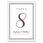 Numéro De Table Cassis violet Mariage moderne simple chic (Dos)