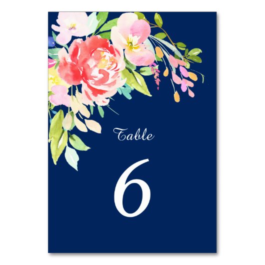 Numéro De Table Cattails et Floral sur Mariage bleu marine (Par défaut)