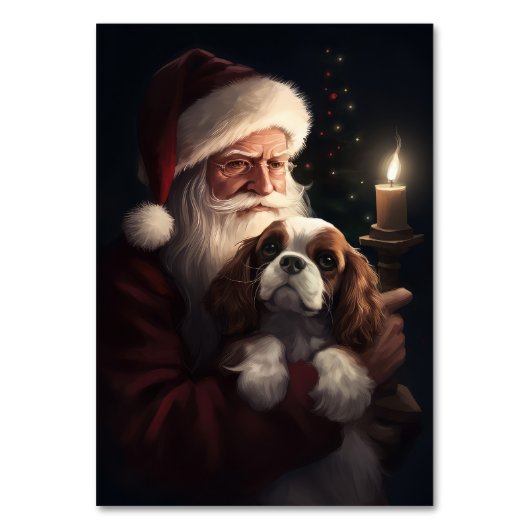 Numéro De Table Cavalier King avec le Père Noël Festif Noël (Dos)