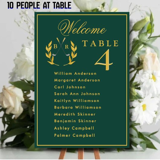 Numéro De Table Celebration Golf Wedding Seating 10 Guest Names