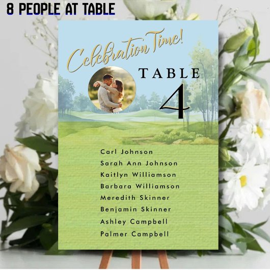 Numéro De Table Celebration Golf Wedding Seating 8 Guest Names