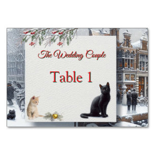Numéro De Table Célébrations d'hiver dans la neige, avec Kittens