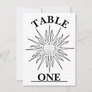 Numéro de table céleste du soleil fantaisiste noir