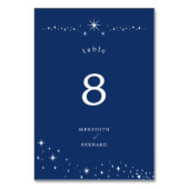 Numéro De Table Céleste Élégant Mariage Étoiles Bleu Nuit (Dos)