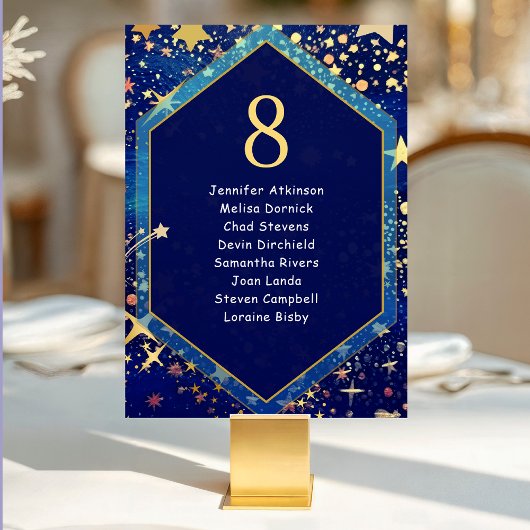 Numéro De Table Céleste étoile nuit bleu mariage