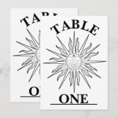 Numéro de table céleste soleil fantaisiste noir et (Devant / Derrière)