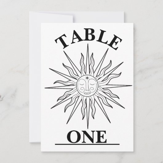 Numéro de table céleste soleil fantaisiste noir et (Devant)