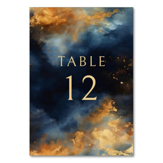 Numéro De Table Celestial Abstrait Blue Faux Mariage or (Par défaut)