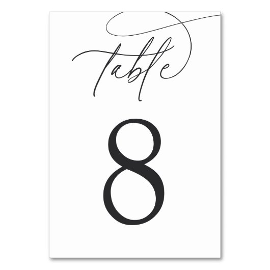Numéro De Table Cendres noires + blanches | Script simple et éléga (Dos)