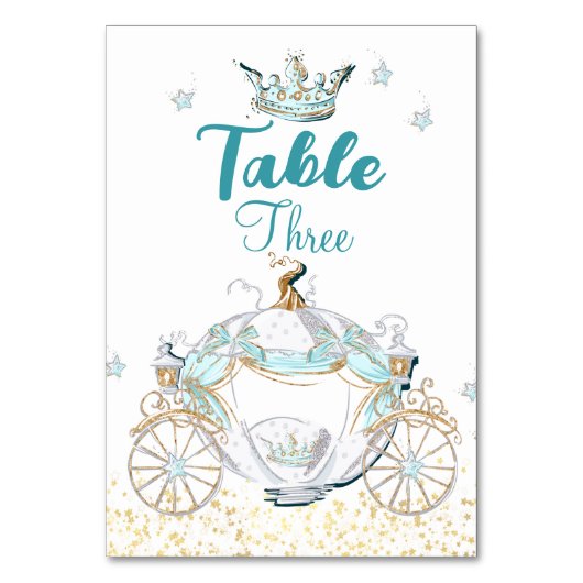 Numéro De Table Cendrillon turquoise et or Princesse Carriage (Par défaut)
