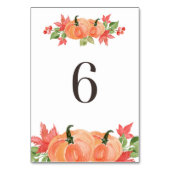 Numéro De Table Centre de table Couronnes de citrouille aquarelle (Dos)