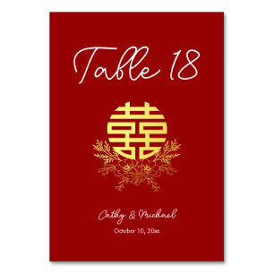 Numéro De Table Cercle double bonheur fleur mariage chinois