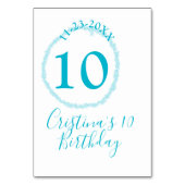 Numéro De Table Cercle turquoise. Parties scintillant ronde 10e an (Dos)