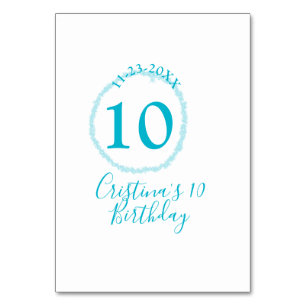 Numéro De Table Cercle turquoise. Parties scintillant ronde 10e an