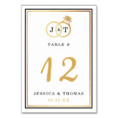 Numéro De Table Cercles Mariages Chic Faux Gold Foil (Dos)