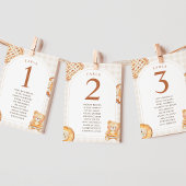 Numéro De Table Cérémonie de Bébé d'Automne Ourson Gingham Mignon