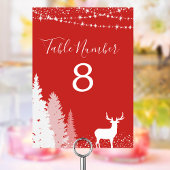 Numéro De Table Cerf Bois Rustique Rouge Hiver