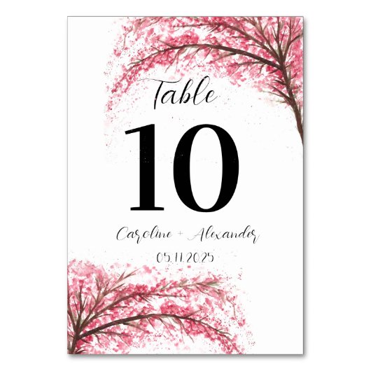 Numéro De Table Cerise fleur moderne Oriental Sakura Mariage (Par défaut)