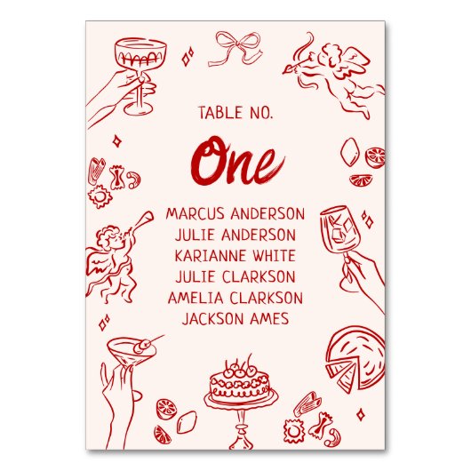 Numéro De Table C'est Amore ! Mariage italien rouge (Par défaut)