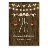 Numéro De Table Chaîne turquoise de lumières Mariage rustique Numé (Dos)