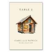 Numéro De Table Chalet en aquarelle marron cosy (Dos)