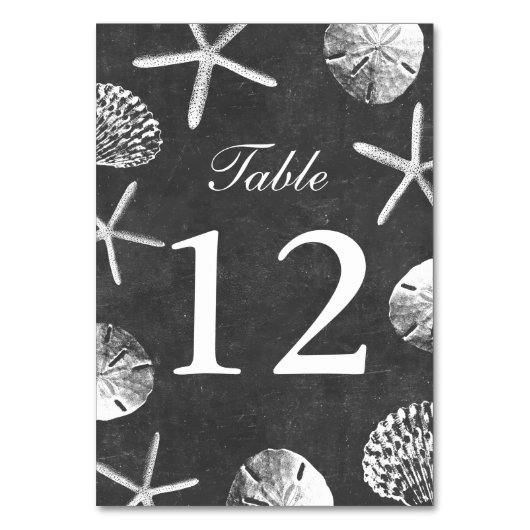 Numéro De Table Chalkboard Beach Thème Coquillages Numéros de tabl (Par défaut)