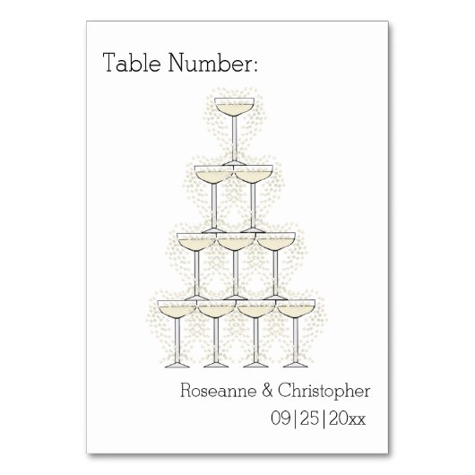 Numéro De Table Champagne Glasses Simple Wedding (Par défaut)