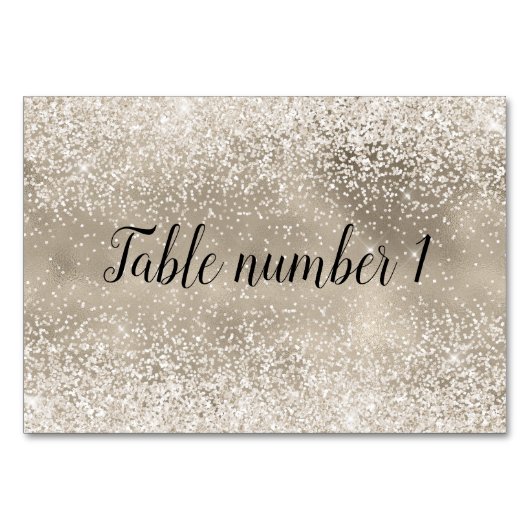 Numéro De Table Champagne Gold White Glitzy Parties scintillant (Devant)