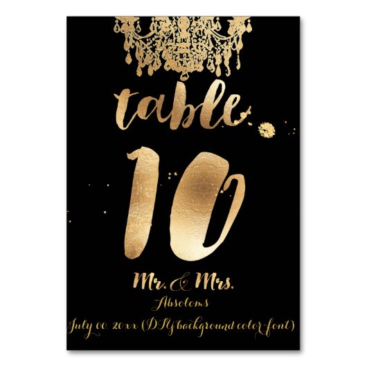 Numéro De Table Chandelier PixDezines/Faux Gold/table 10 (Dos)