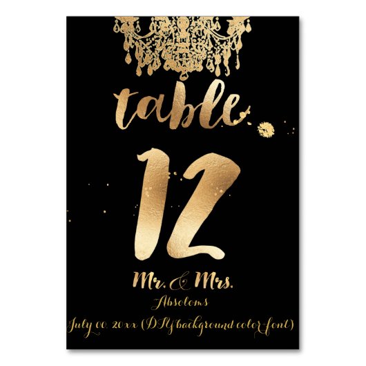 Numéro De Table Chandelier PixDezines/Faux Gold/Table 12 (Par défaut)