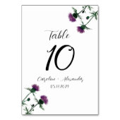 Numéro De Table Chardon violet Floral écossais Rustique Mariage (Dos)
