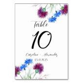 Numéro De Table Chardon violet Floral écossais Rustique Mariage (Dos)