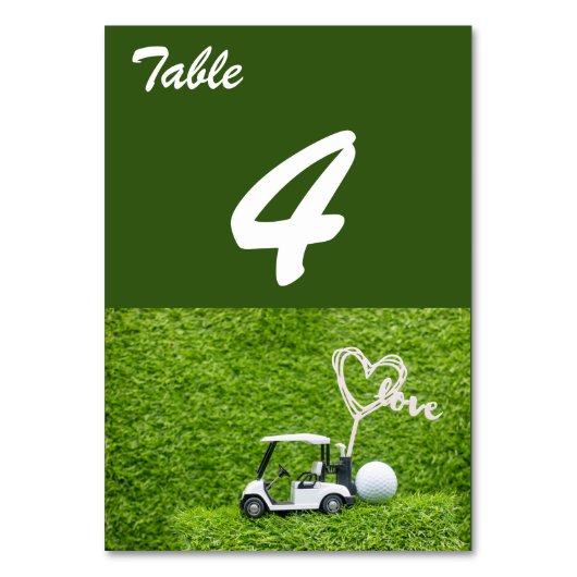 Numéro De Table Chariot de golf avec amour sur herbe verte pour ma (Par défaut)