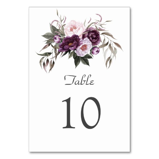 Numéro De Table Charmant violet rose Mariage de fleurs de pivoine (Par défaut)