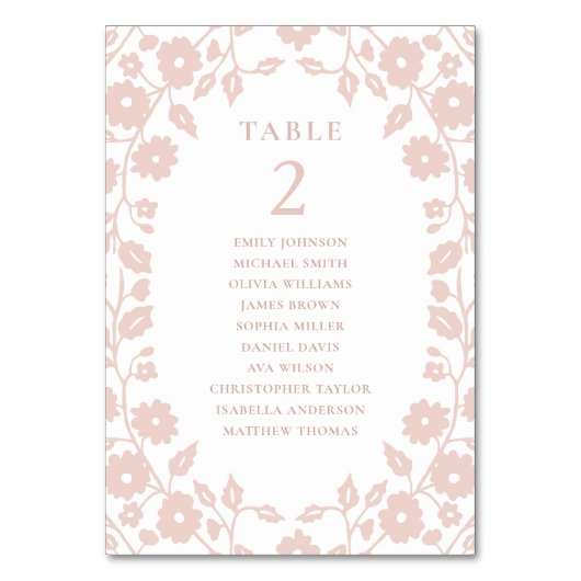 Numéro De Table Charming Blush Folk Floral Seing Chart (Par défaut)