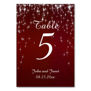 Numéro De Table Charming Star Struck Mariage Rouge Bourgogne