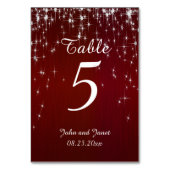 Numéro De Table Charming Star Struck Mariage | Rouge Bourgogne (Dos)