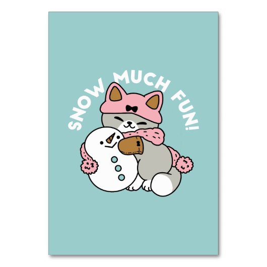 Numéro De Table Chat mignon en Engin à neige avec Art Snowman (Par défaut)