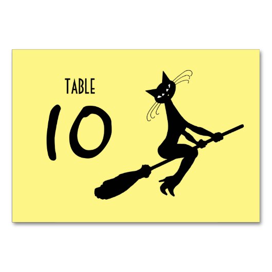 Numéro De Table Chat Sur Broomstick (Devant)
