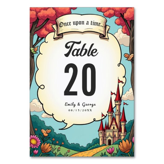 Numéro De Table Château de forêt enchantée Fairytale Mariage (Dos)