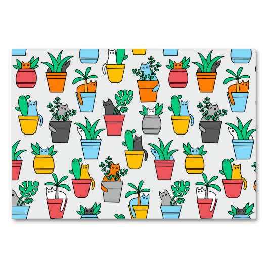 Numéro De Table Chats dans les pots à fleurs (Devant)