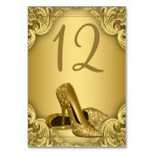 Numéro de table chaussure à talon haut en or (Dos)